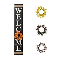 Glitzhome® 5ft. Welcome Wood Porch Sign with 4 Changeable Wreaths