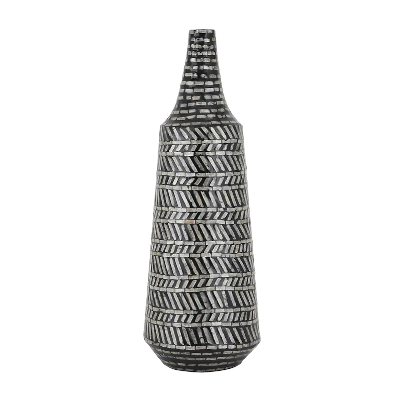 Black Shell Contemporary Vase, 28" x 10" x 10"