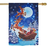 Santa's Reindeer-Drawn Sleigh Ride Christmas Outdoor Flag - 40" x 28"