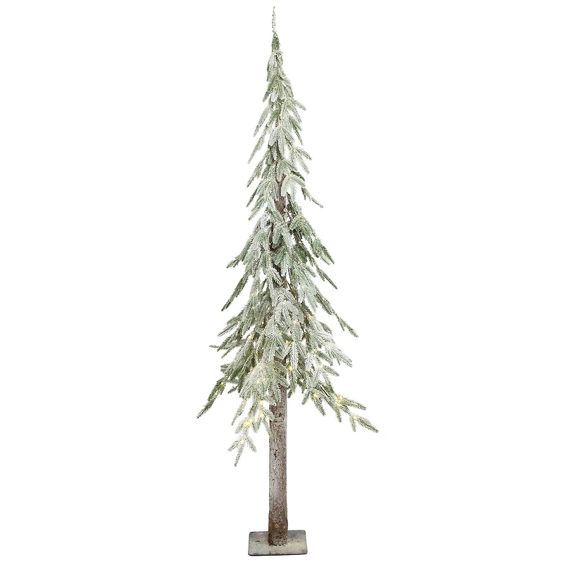 6ft. Pre-Lit Alpine Flocked Artificial Christmas Tree, Clear LED Lights