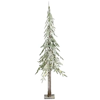 6ft. Pre-Lit Alpine Flocked Artificial Christmas Tree, Clear LED Lights