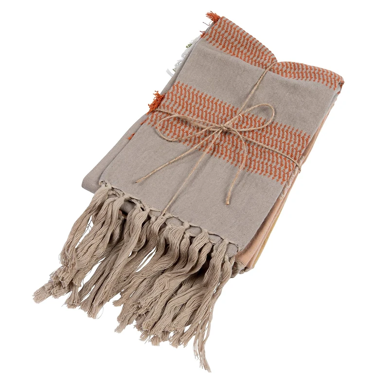 Hello Honey® Striped Cotton Tea Towels with Fringe Set