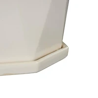 White Faceted Ceramic Planter Set