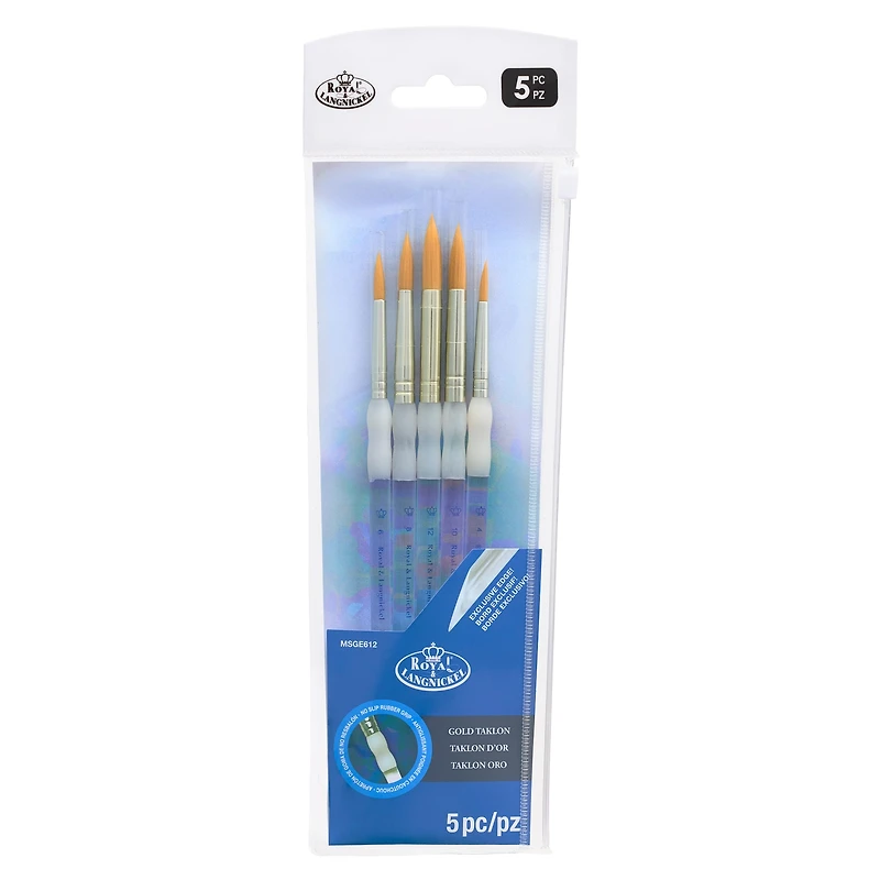 Soft-Grip® Gold Taklon Round 5 Piece Brush Set