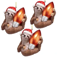 Design Toscano Santa's Sloth Ornaments, 3ct.