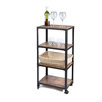 Mind Reader 39.2" Brown & Black 4-Tier Rolling Bar Cart