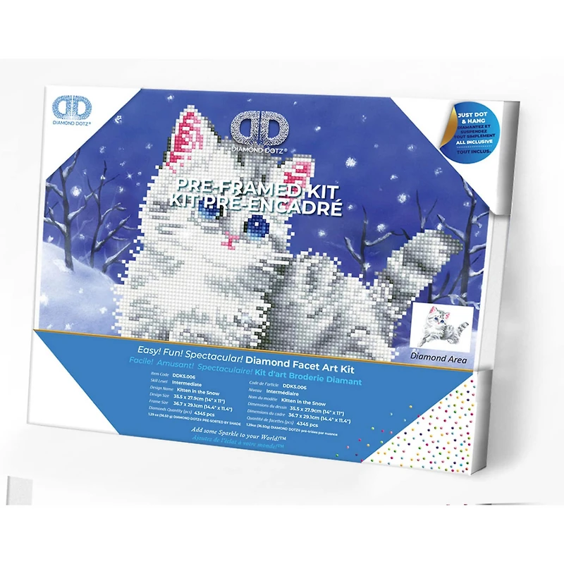Diamond Dotz® Intermediate Kitten in the Snow with Frame Diamond Painting Kit