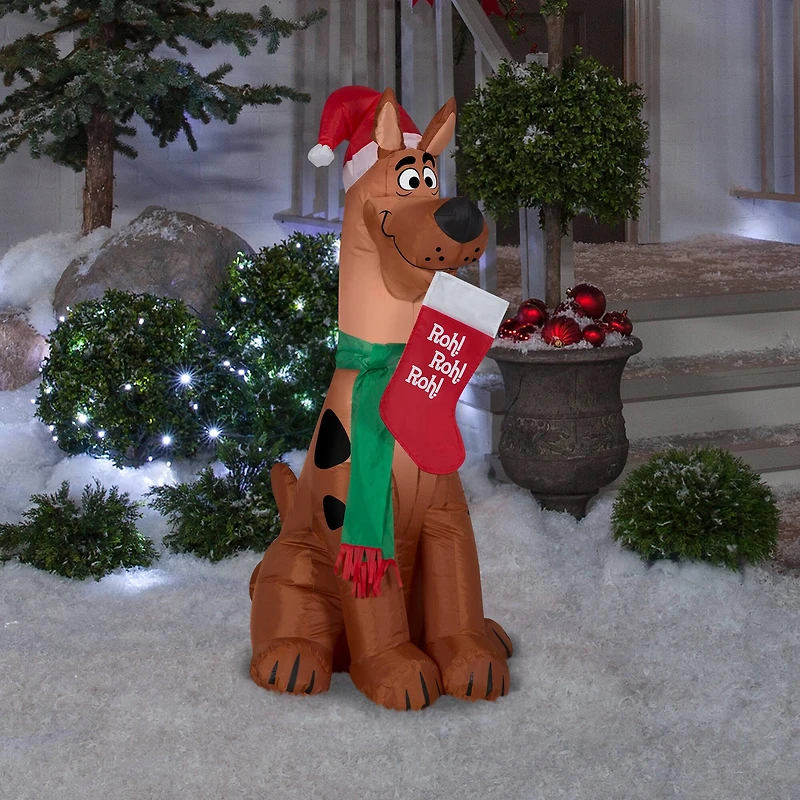 3.5ft. Airblown® Inflatable Scooby with Santa Hat & Stocking