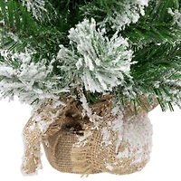 22" Unlit Flocked Pine Artificial Christmas Tree in Burlap Base