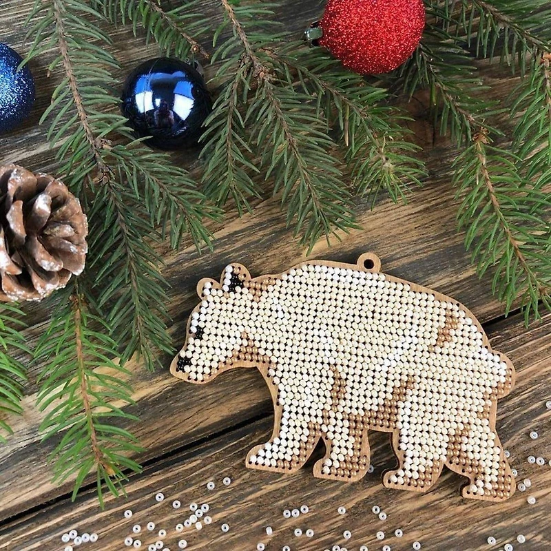 Wonderland Crafts Polar Bear Embroidery on Wood Kit