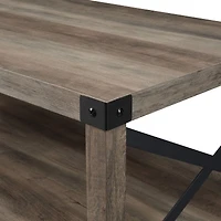 Walker Edison Gray & Black Metal & Rustic Wood Coffee Table