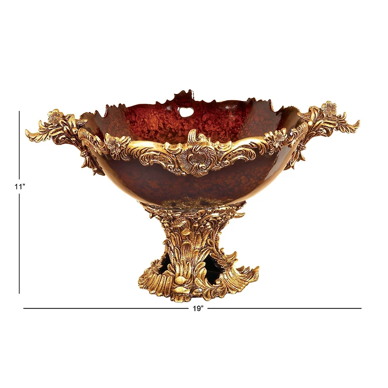 19" Gold Resin Traditional Décor Bowl