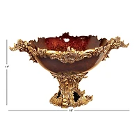 19" Gold Resin Traditional Décor Bowl