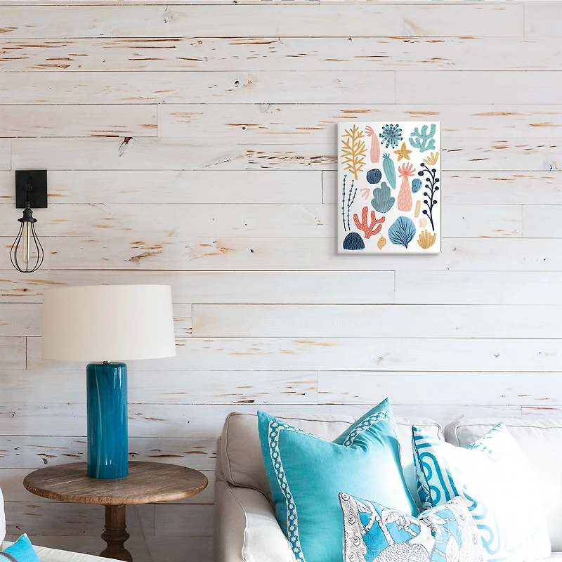 Stupell Industries Coral Reef Ocean Life Playful Pastel Sea Plants Wall Plaque