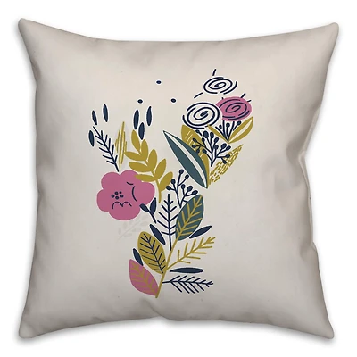 Funky Multi-Color Floral 18" x 18" Throw Pillow