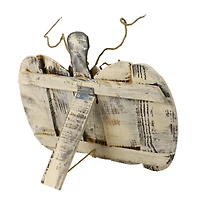 15" White Wooden Pumpkin Tabletop Décor