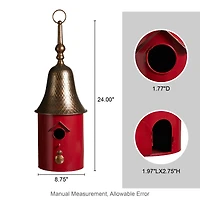 Glitzhome® 24" Retro Red Metal Bell Roof Birdhouse