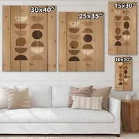 Designart - Abstract Sun Moon Geometric Print II - Modern Print on Natural Pine Wood