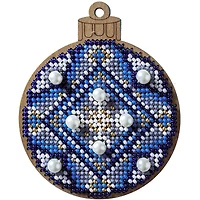 Wonderland Crafts Blue Ornament Bead Embroidery on Wood Kit