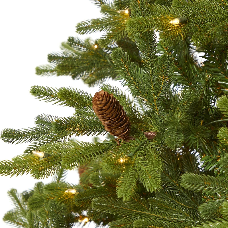 7.5ft. Pre-Lit Yukon Mountain Fir & Pinecones Artificial Christmas Tree with Clear Lights