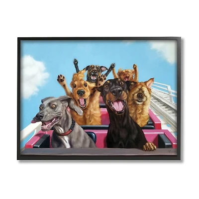 Stupell Industries Dogs Riding Roller Coaster Funny Amusement Park in Frame Wall Art