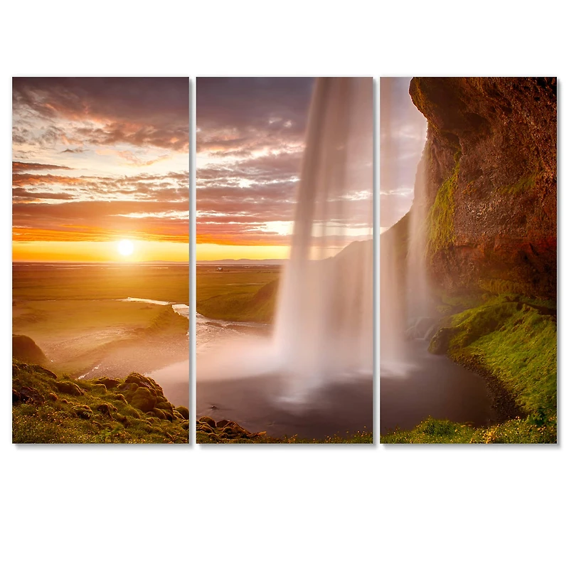 Designart - Seljalandsfoss Waterfall at Sunset