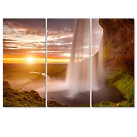 Designart - Seljalandsfoss Waterfall at Sunset