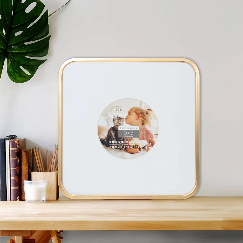 Expressions™ 5" x 5" Gold Rounded Frame with Circle Mat by Studio Décor®