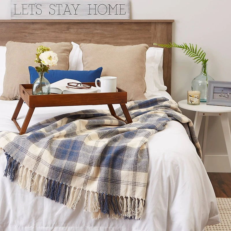 DII® French Blue Farmhouse Woven Throw
