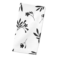 Simple Black Floral 10" x 10" Cotton Twill Napkin