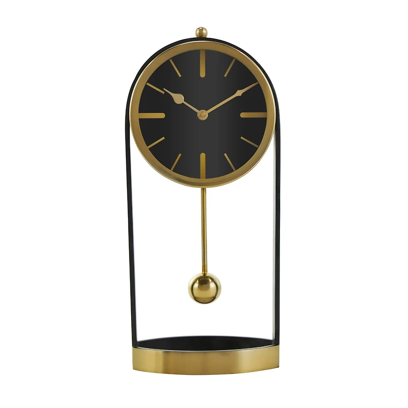 15" Gold Aluminum Tall Clock with Swinging Ball Pendulum