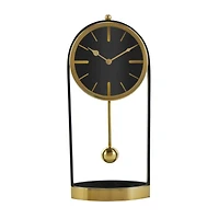 15" Gold Aluminum Tall Clock with Swinging Ball Pendulum
