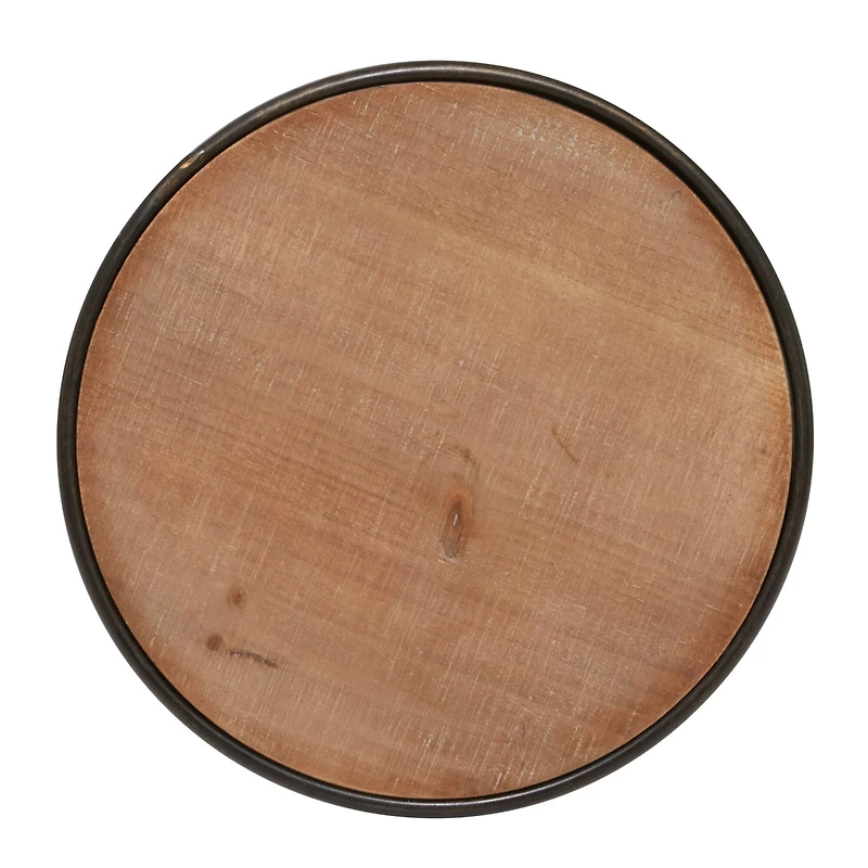 14" Black Industrial Wood Accent Table