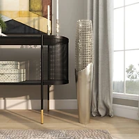 3ft. Silver Aluminum Grid Inspired Vase with Open Frame Design