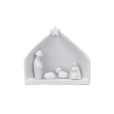 Hello Honey® 8.5" White Reactive Glaze Stoneware Nativity Set