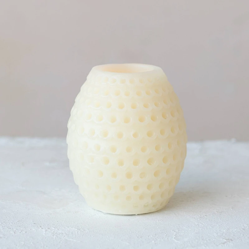 Hello Honey® 5" Ivory LED Debossed Pillar Candle