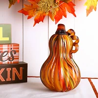 Glitzhome® 8.5" Multi Striped Glass Gourd