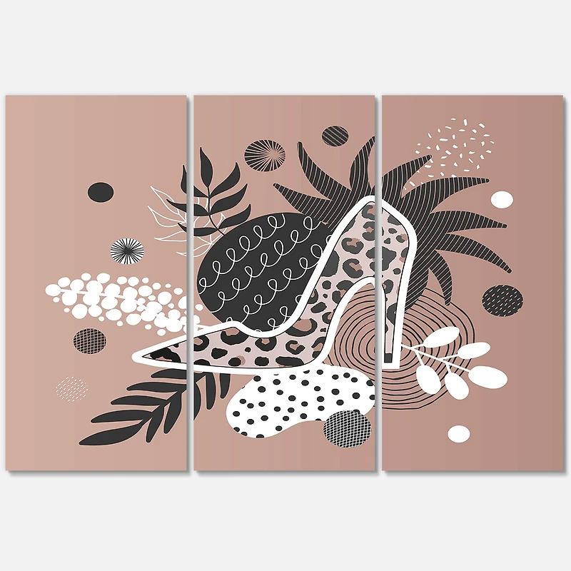 Designart - Leopard High-Heeled Shoes Tropical Leaves
