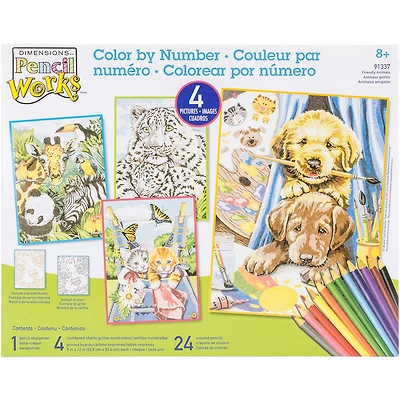 Dimensions® Pencilworks™ Friendly Animals Color By Number Kit