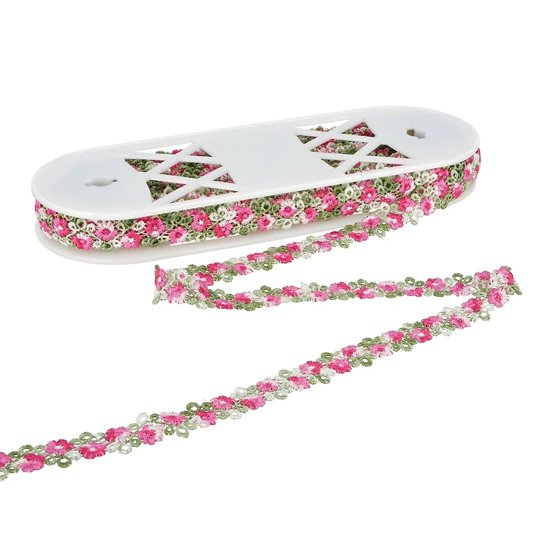 3/4" Pink Flower Crochet Embroidery Trim by Celebrate It®