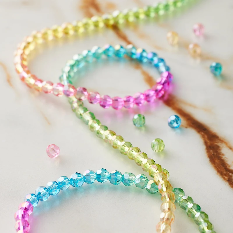 Rainbow Glass Faceted Round Beads, 3.5mm by Bead Landing™