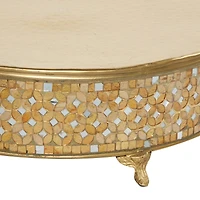 Gold Glam Round Metal & Glass Mosaic Cake Stand, 3ct.