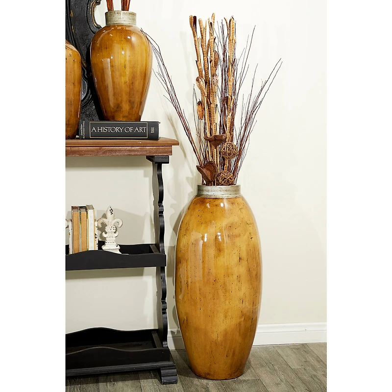 30" Brown Ceramic Rustic Vase