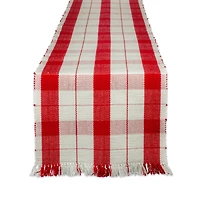 DII® 72" Red Tinsel Plaid Fringed Table Runner