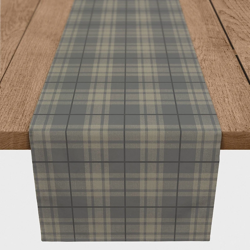 72" Dark Gray Plaid Cotton Twill Runner