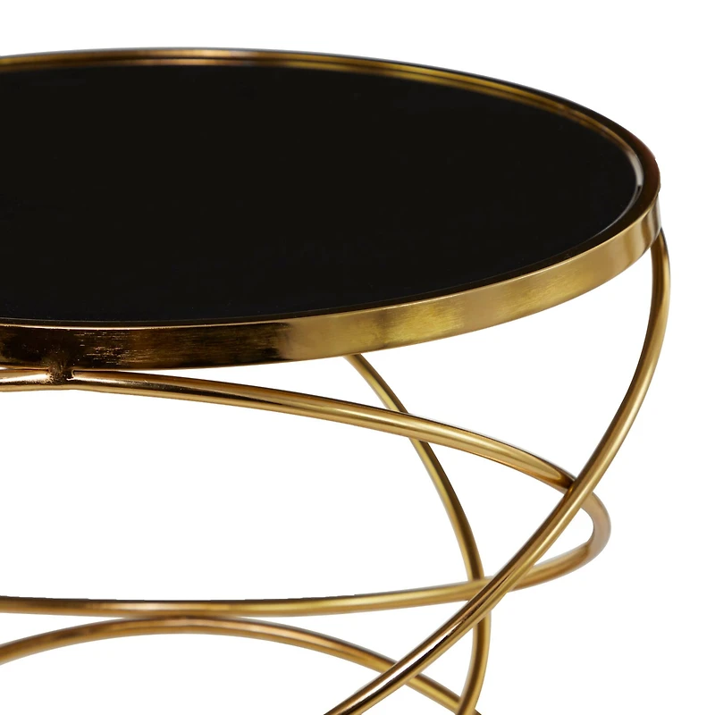 24" Open Ring Accent Table with Black Marble Top