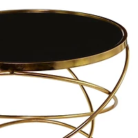24" Open Ring Accent Table with Black Marble Top