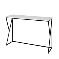 Walker Edison Faux White Marble/Black Geometric Side Entry Table