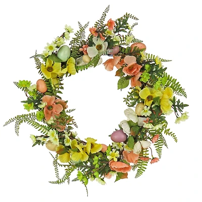 22" Ferns & Flowers Easter Wreath
