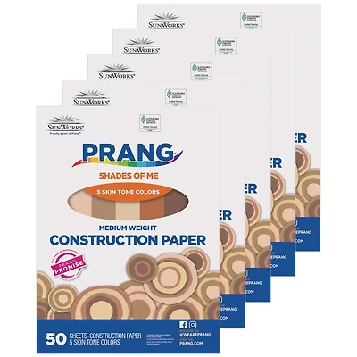 Prang® 9" x 12" Shades of Me Medium Weight Construction Paper, 5 Packs of 50 Sheets
